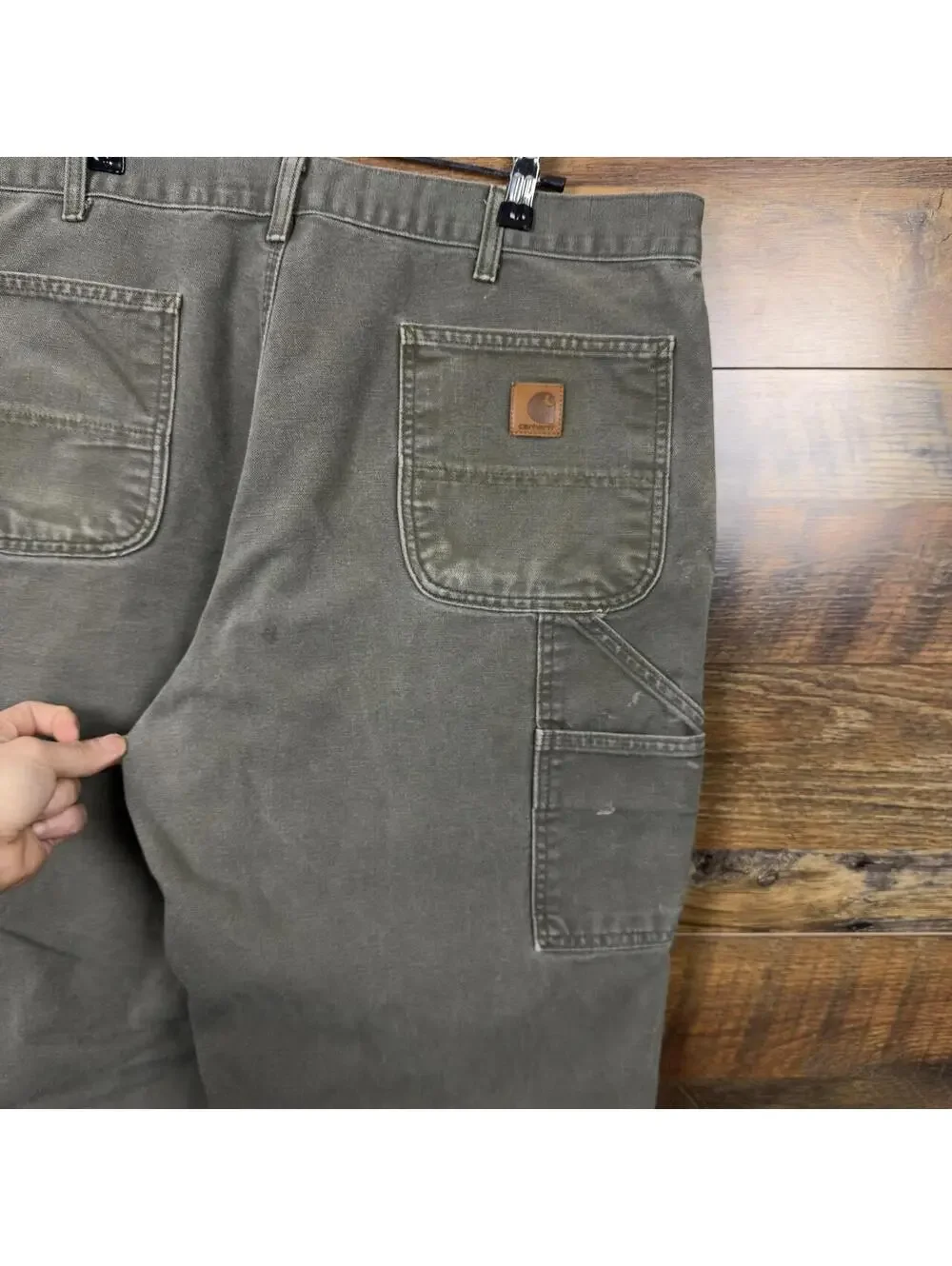 Carhartt B11 MOS Moss Green Washed Duck Work Pants 38x32 Distressed